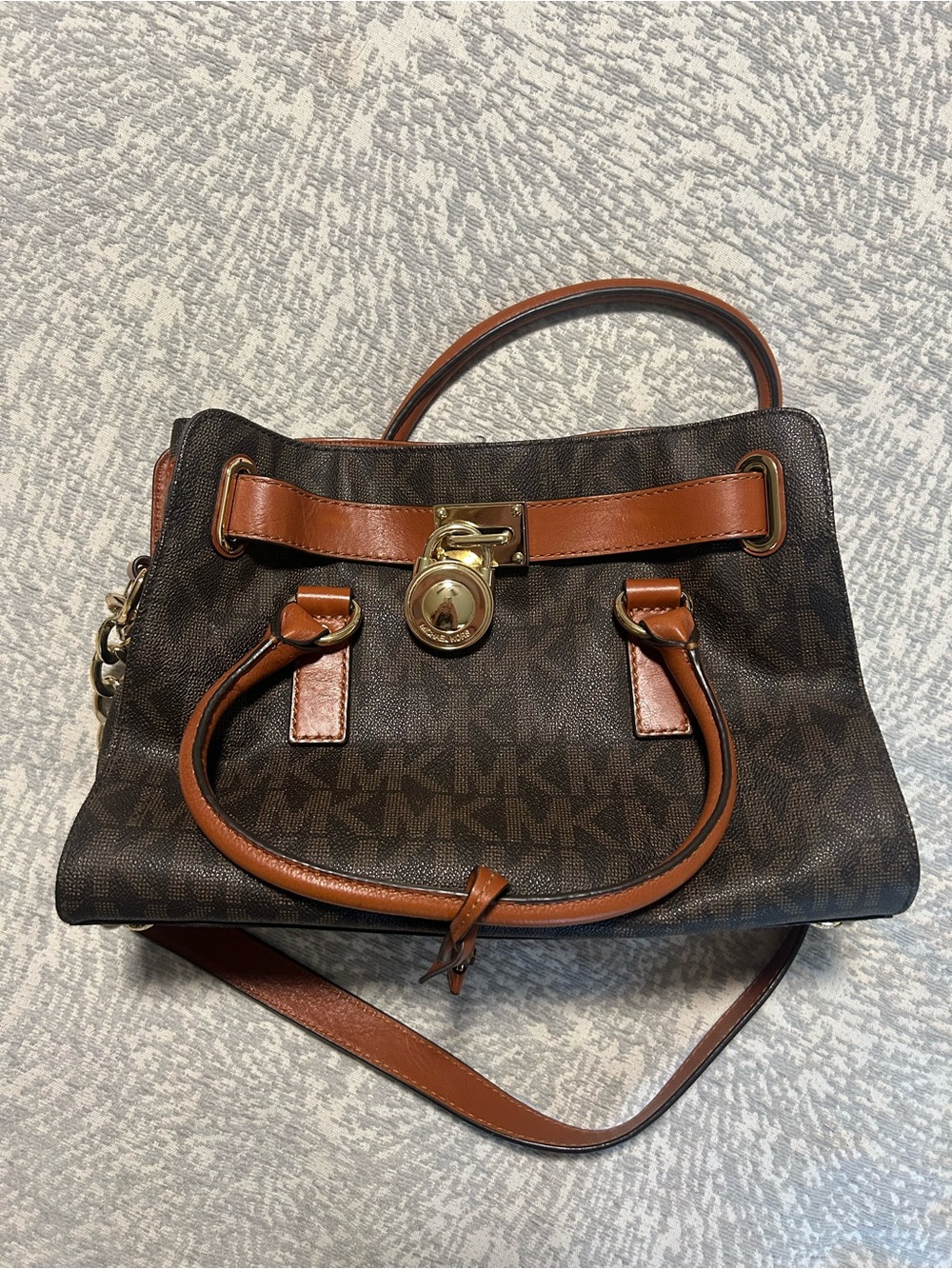 Michael Kors Hamilton Small Logo Satchel in Dark Brown